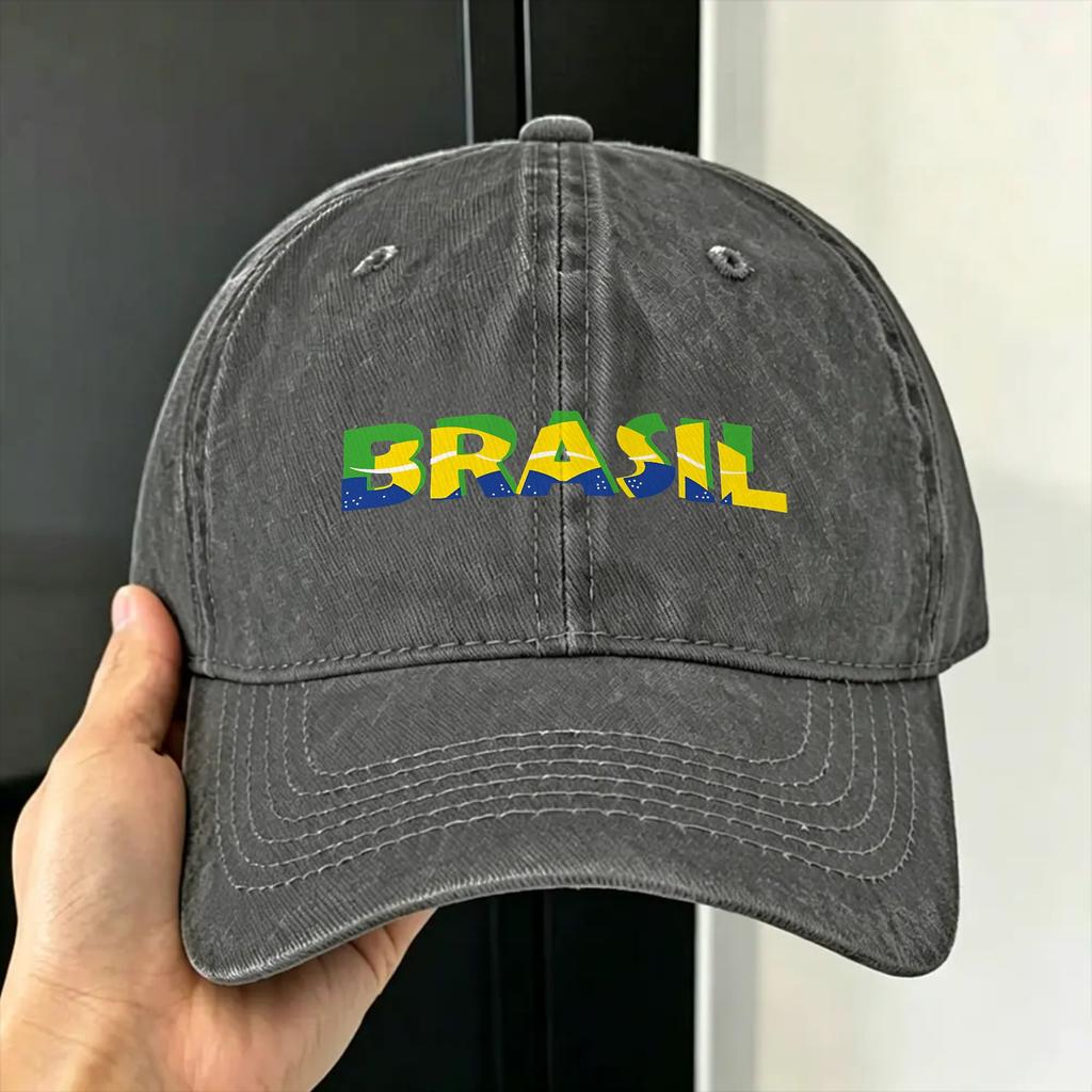 Brasil Flag  Sun Baseball Cap  Casual Unisex Adult Washed Hip Hop Hats Adjustable Design Outdoor Gym Baseball Caps Gift Idea