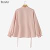 ZANZEA Women Casual Stand Collar Long Sleeve Loose Blouse