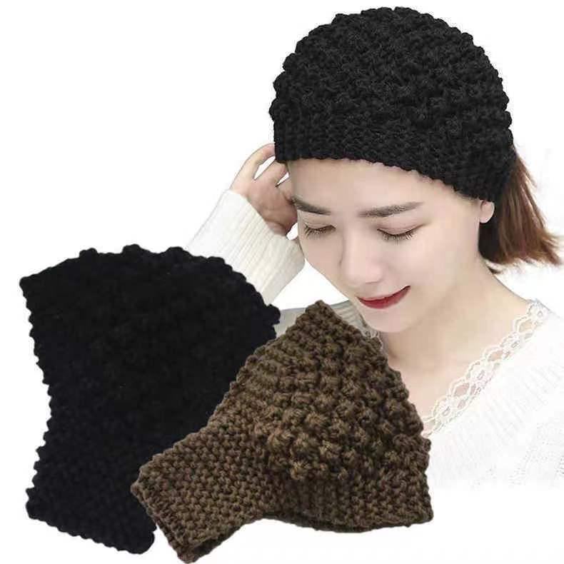 Women's Hand-Knitted Wool Headband: Warm Autumn/Winter Ear Protection with Wide Brim