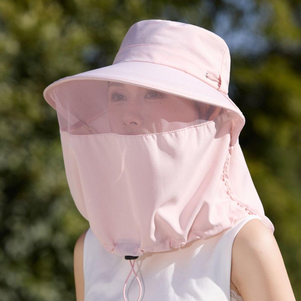 Wide-Brimmed Sunshade Sun Hat Adjustable Shawl Mask Hat Fisherman Hat Neck Protection Cap  Cycling