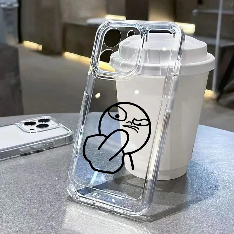 Funny Man Soft Clear Phone Case For iPhone 11 12 13 14 15 Pro Max Middle Finger iPhone 7 8 Plus X XR XS Max Shockproof Cover