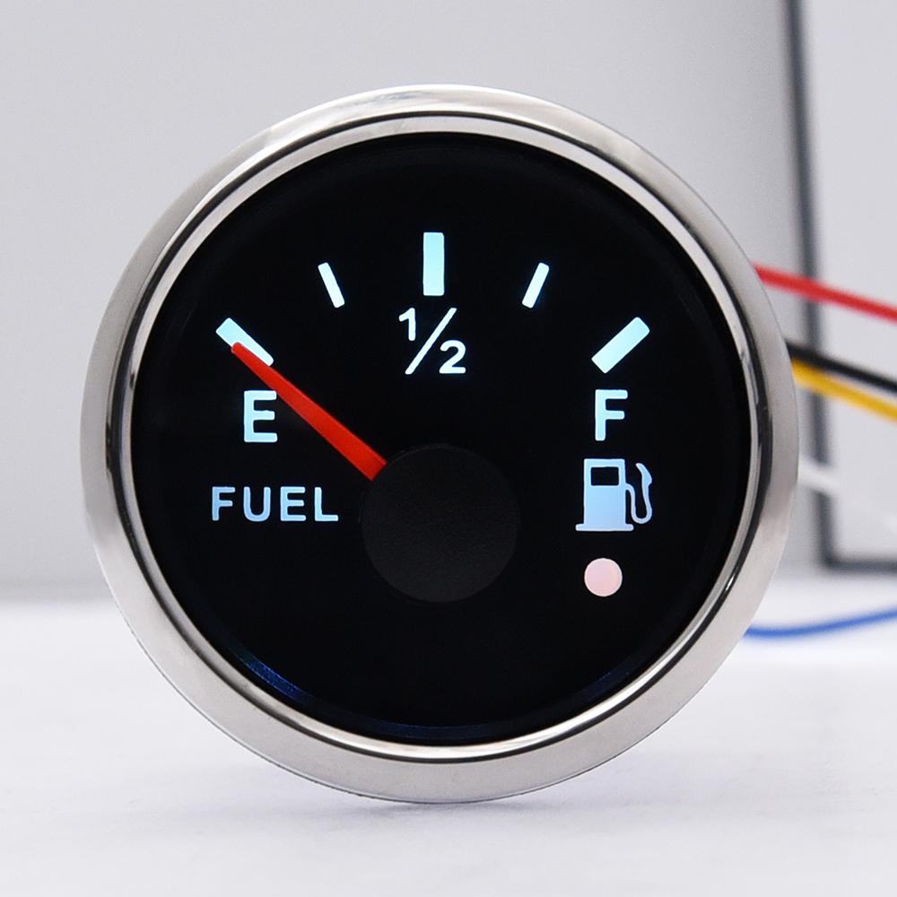 52MM Fuel Level Gauge 0-190 Ohm 7 LED Backlight With Alarm For Marine Car RV Camper Yacht Fuel Level Meter 12V/24V