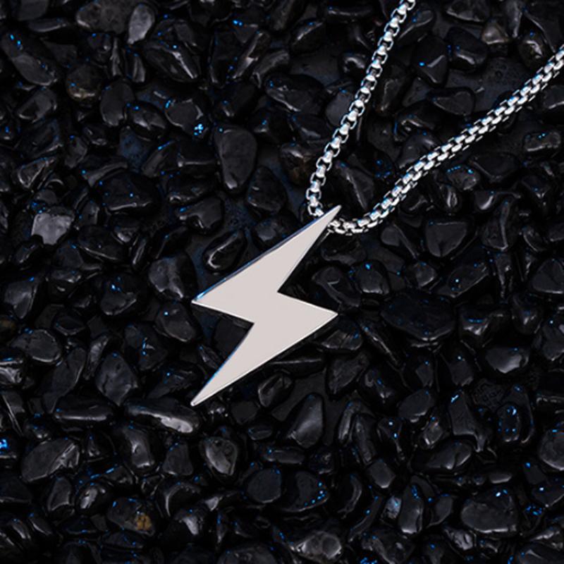 Stainless Steel Lightning Charm Necklaces For Men Boyfriend Gifts Versatile Fashion Jewelry