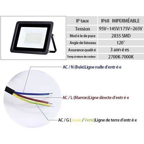 Projecteur D'extérieur - 20W - Blanc Chaud - IP68 - Durable Et Étanche