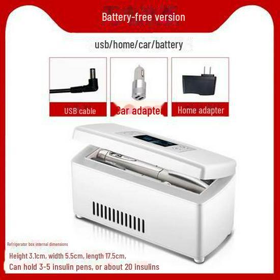 

Портативный мини-холодильник для автомобиля, дома, лекарств и инсулина plug-in digital display version белый