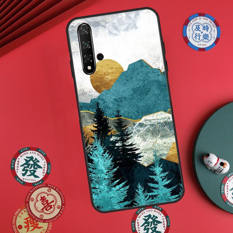 Gold Landscape painting For Huawei Nova 12s 12i 7i 8i 11i Y73 Y70 Y90 Y60 Y72 Y61 Y91 9 10 SE P30 Pro P40 Lite Case