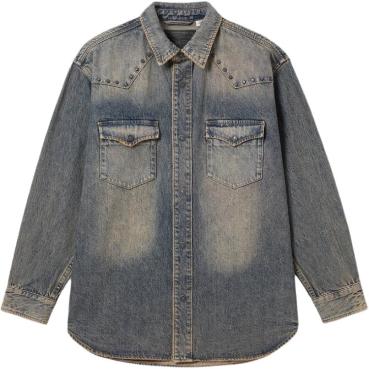 

Levis Свободная Удобная Повседневная Джинсовая Куртка с Потертым Воротником и Длинными Рукавами Мужская куртка Темно-синяя 002XV-0001 XL