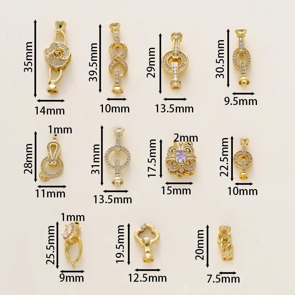 1/2Pcs/Pack 14/18K Gold Plated Inlaid Zircon Connector End Caps Fastener Clasps for DIY Jewelry Bracelet Making Accessories