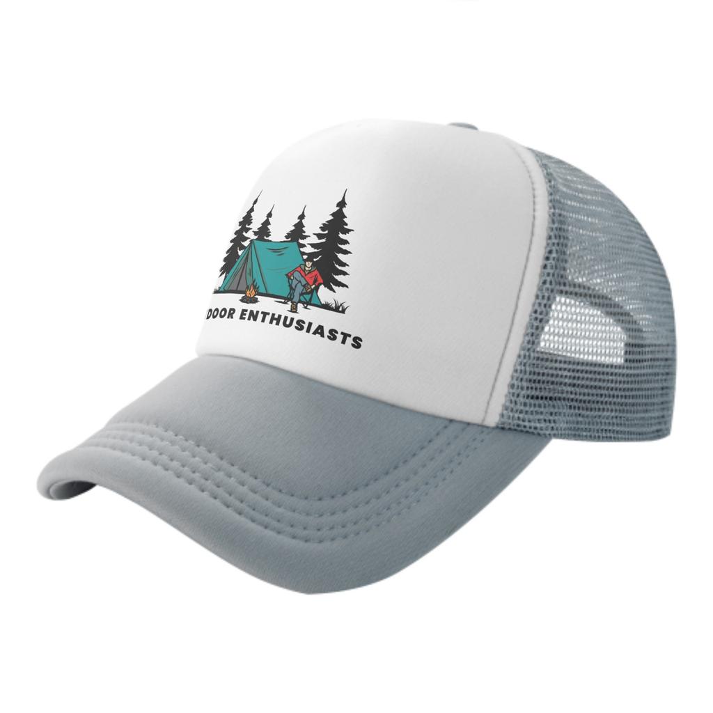 Camping Adventure Style Mesh Trucker Hat For Men Women Outdoor Enthusiasts Baseball Cap Breathable Print One Size