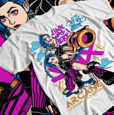 Jinx Arcane Marškinėliai Japonų Anime Komiksų Jinx Arcane Grafiniai Marškinėliai Visų Dydžių