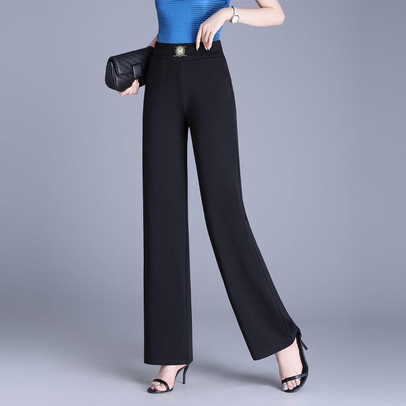 Women's Plus-Size High-Waisted Slim-Fit Pants: Flattering Straight-Leg Design for Spring & Autumn