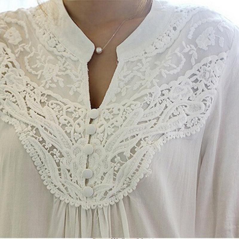 Ladies Hollow Blouse T Shirts Tops Lace Tunic Top Shirt Freesize Chiffon