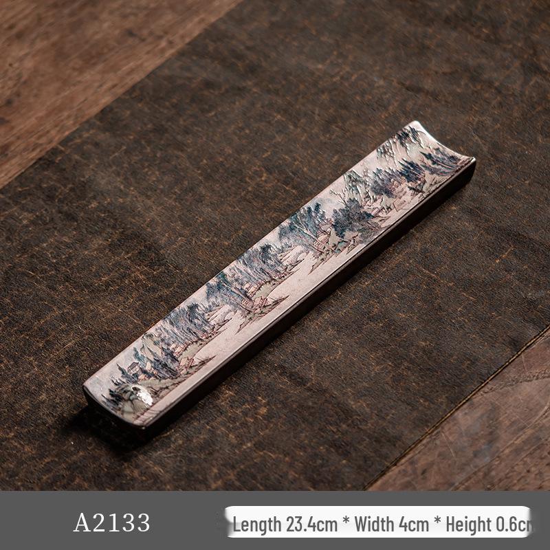 Guochao River & Mountain Ceramic Incense Holder - Retro Incense Stick Tray for Indoor Use