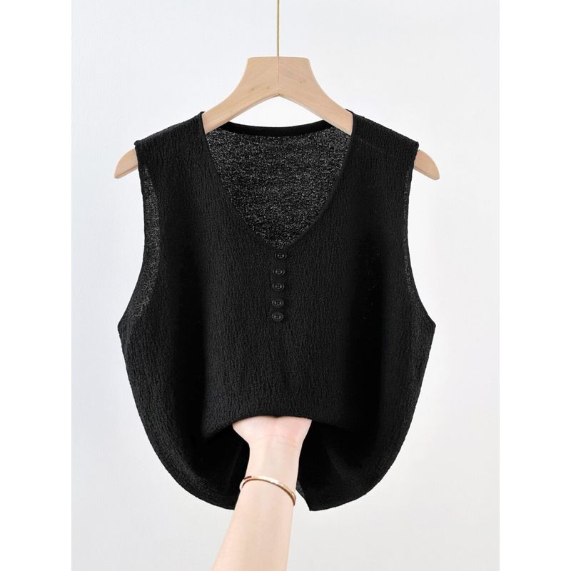 Plus Size Women's Ice Silk Thread Button Camisole