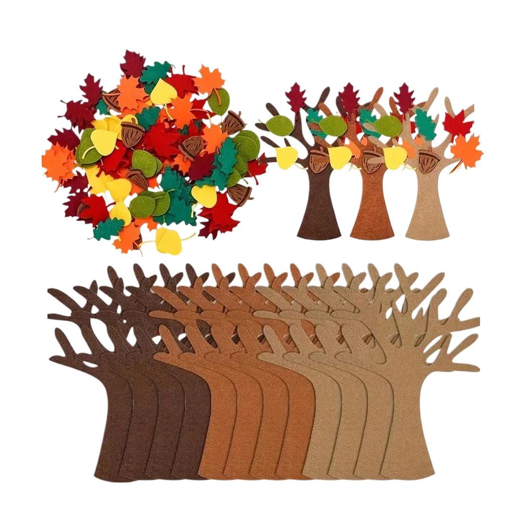 96 Pieces Maple Leaves Fall Decor Felt Tree Crafts Thanksgiving Party Supplies DIY Art Crafts For Home Decor Party Favors