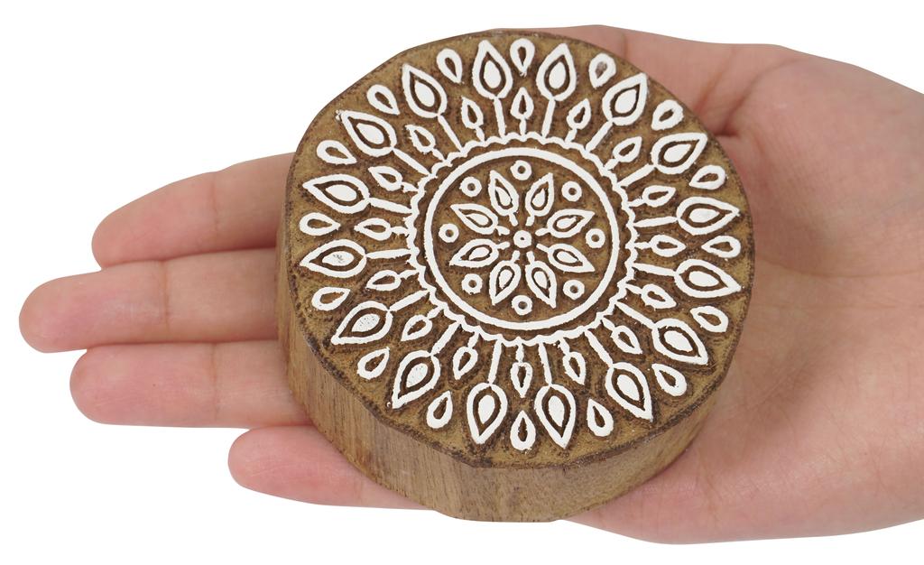 IBA Indianbeautifulart Textile Printing Block Asian Mandala Hand Carved Wooden Stamp Wood Block Printing Textile Stamps For Fabric  Pottery Blocks-3