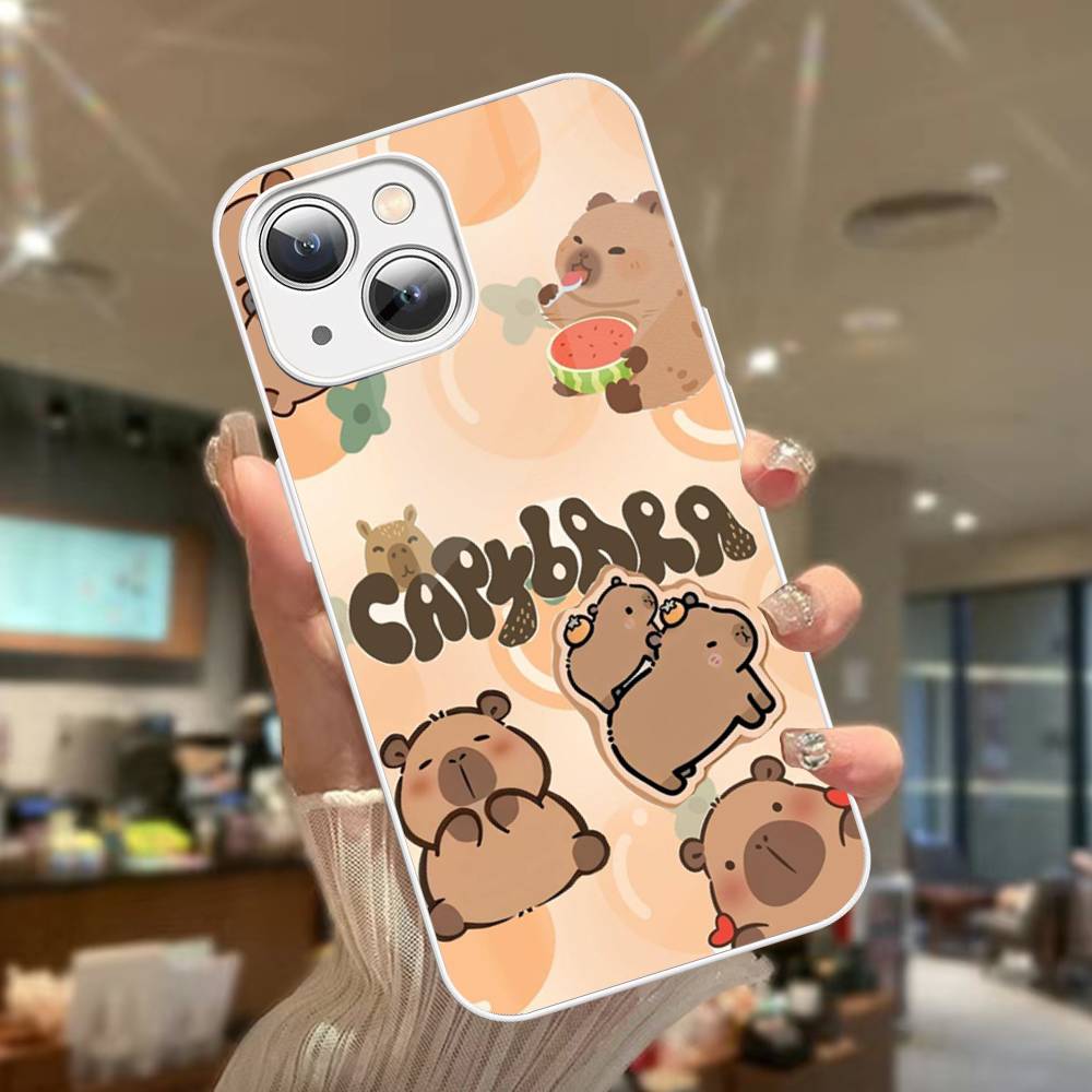 Cute Capybara For IPhone 14 13 12 Mini 11 Pro XS Max X XR 14 Plus Tempered Glass Cover