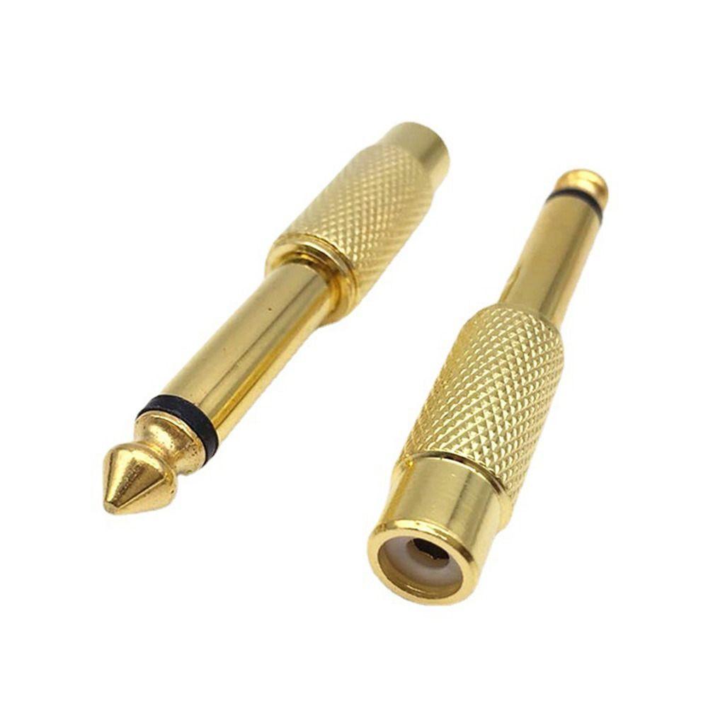 10Pcs Mono TS Plug Design 1/4" Mono TS Male Connector Gold-Plated Audio Adapter  DIY Audio Equipment