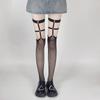Ladies' Black Rivet Fishing Net Knee High Socks Hollow Socks Long Black Silk Suspender Sexy Silk Mesh Stockings