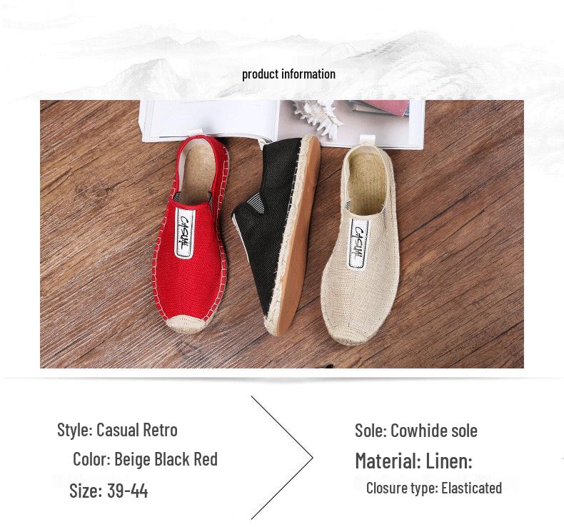 Men's Summer Canvas Slip-Ons: Breathable Linen Straw Weave, Shock-Absorbing Casual Shoes for Couples