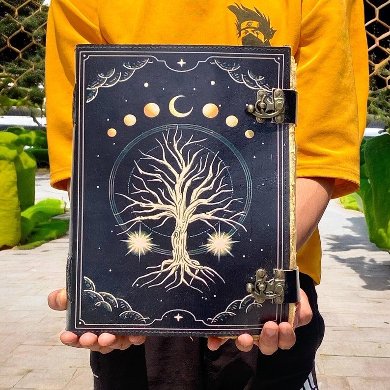 (pack of 6)   Celtic Wolf Journal Grimoire Antique Deckle-Edged Paper - Book of Shadows Leather-Bound Big Size Writing Notebook