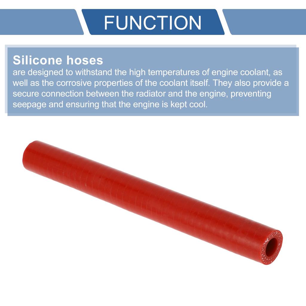 X AUTOHAUX 1 Piece Inner Diameter 12mm/0.47" Length 200mm/7.87" 0 Degree Straight Red Car