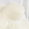Beach Hat Natural High-Density Straw Fabric Sun Protection Wide Brim Dome Design Sun Hat Lace Bow Faux Pearls Decor Summer Hat