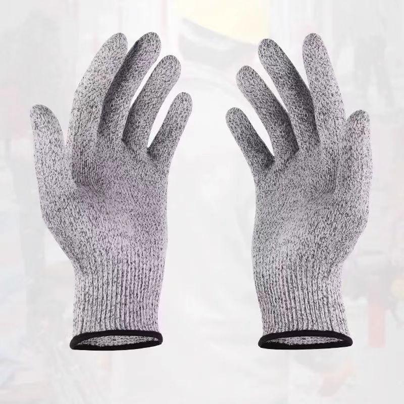Level 5 Cut Resistant Work Safety Gloves Anti Cut Knit Wrist Breathable Nylon for Industrial Use (Grey,S) серый