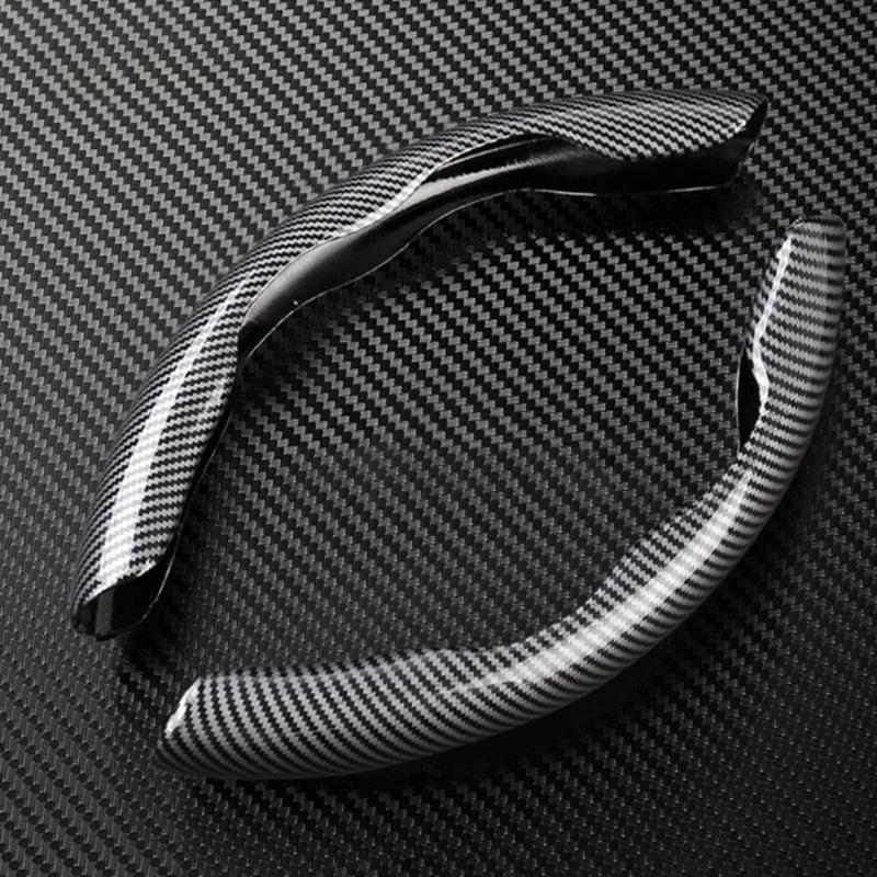 Set Of 2 Elegant Carbon Fiber Design Steering Wheel Covers Strong Natural Fiber Construction Case for Season Use