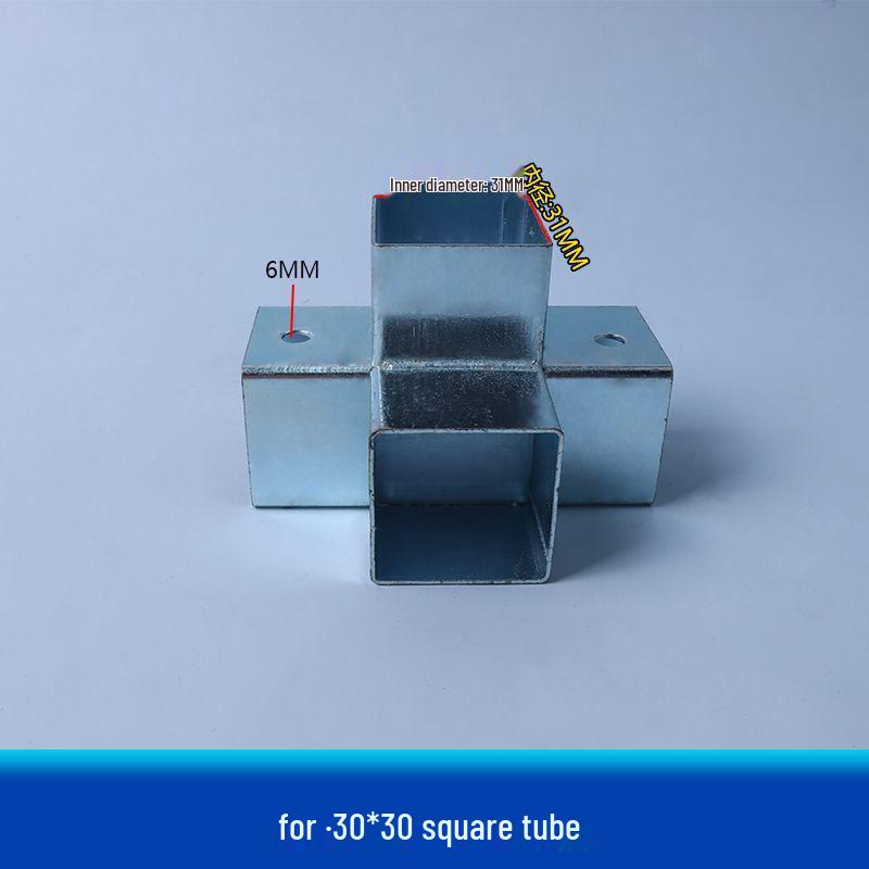 Galvanized Steel Wrought Iron Connector: Two/Three-Way Swivel Right Angle for Square Tubes.