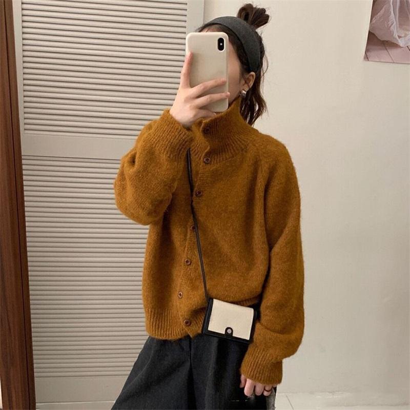 Knitted Cropped Women's Sweaters Cardigan Long Sleeve Sweater Coat Autumn Winter Chic Casual Outerwear Knitwear Top