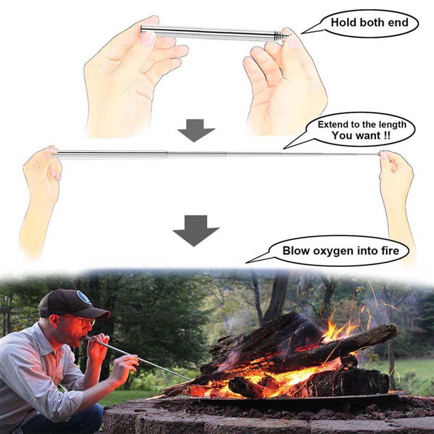 Retractable Stainless Steel Fire Starter Stick for Camping and Barbecue