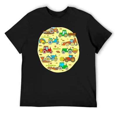 Kids Tractors Farm Vehicles T-Shirt Tops Custom T Shirt Oversized Graphic Tee Sweat Oversized T Shirt Men