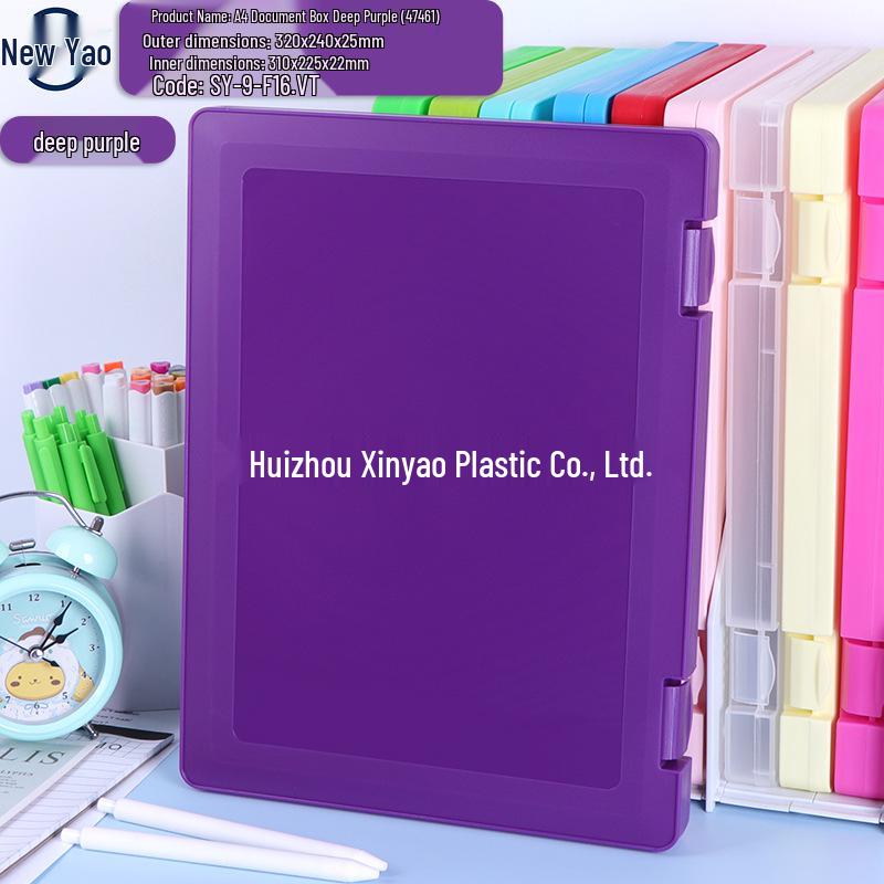 Large Capacity A4 File Box with Pen Slot & Clipboard for A5 Paper Storage