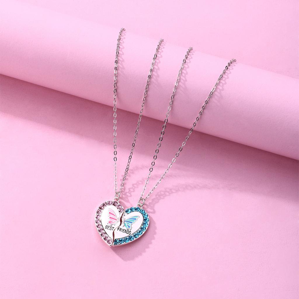 New Butterfly Love Necklace Simple Splicing Magnet Stone Necklace Alloy Drip Point Drill Good Friend Necklace