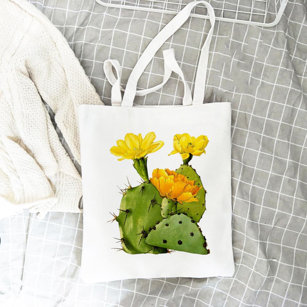 Многоразовая сумка для покупок с кактусом милая сумка для студенческих книг сумки из ткани холщовые женские сумки на плечо сумки 748₽