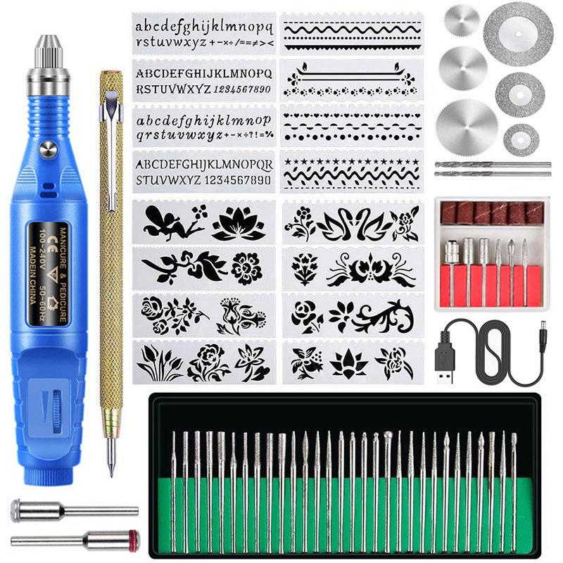Mini Electric Nail Drill USB Rechargeable Portable Cuticle Pusher Polisher Pen Manicure File Kit
