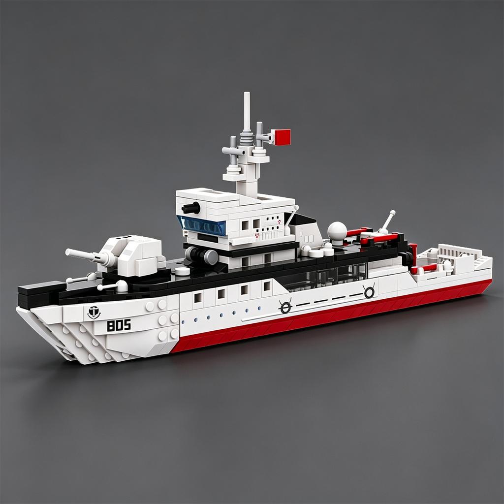 Type 081 Mine Countermeasures Ship Assembled Building Blocks for Military Enthusiasts' Model Gift Toy Warship Aircraft Carrier