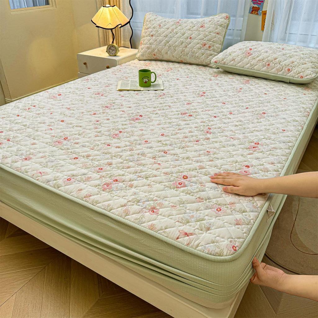 Retro Crinkle Cotton Quilted Fitted Sheet Set - 3 Piece 2025 Edition