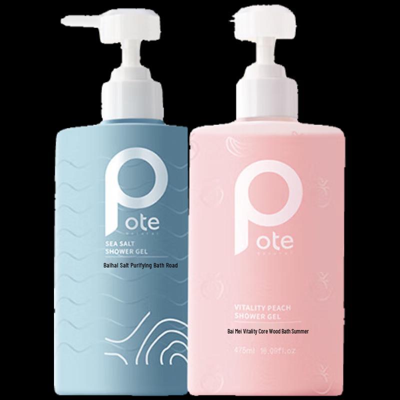 Pote Dual Shower Gel Set: Sea Salt Purifying & Vitality Peach