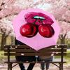1pc Lips Cherry Automatic Open/Close Umbrella Compact Folding Umbrella with 8-Rib Shaft for Women/Men, Elegant Birthday1122S