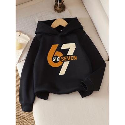 Herbst Digital 67 Sechs Sieben Druck Kinder Kapuzenpullover Kinder Mode Fleece Kapuzenpullover Jungen Freizeit Mode Sport Pullover