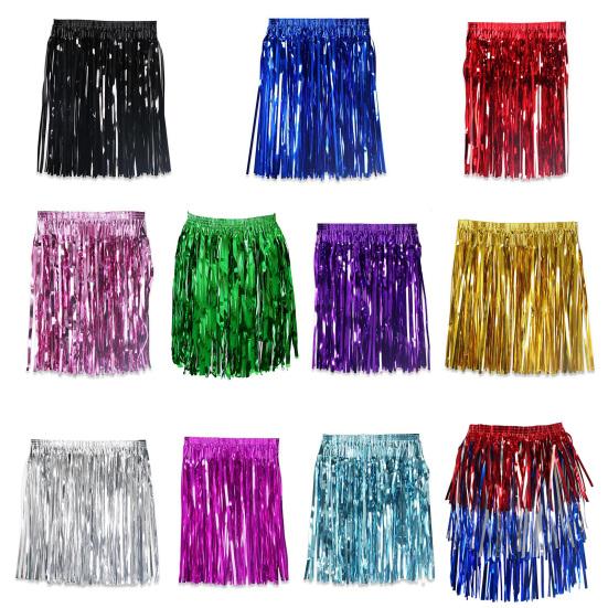 Yousheng Foil Tinsel Wigs And Fancy Dress Costume Disco Themed Fringe Outfit with Elastic Waist Metallic Cosplay Dance Supplies