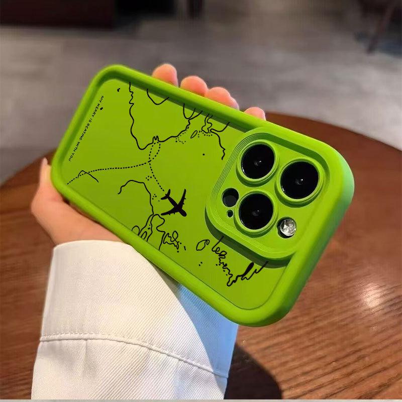 Airplane Map Apple iPhone Case: Compatible with 13, 14, 15 Pro, 16 Pro Max, and 17 for full coverage.