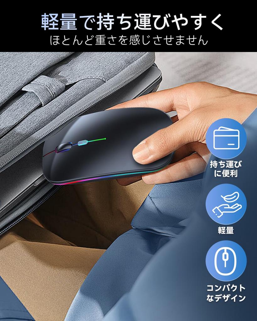 YHOYH Bluetooth Mouse [2025 Ultra-Thin Model with High Precision and Sensitivity] Wireless, Quiet, Slim, Compact, Ambidextrous Bluetooth Wireless