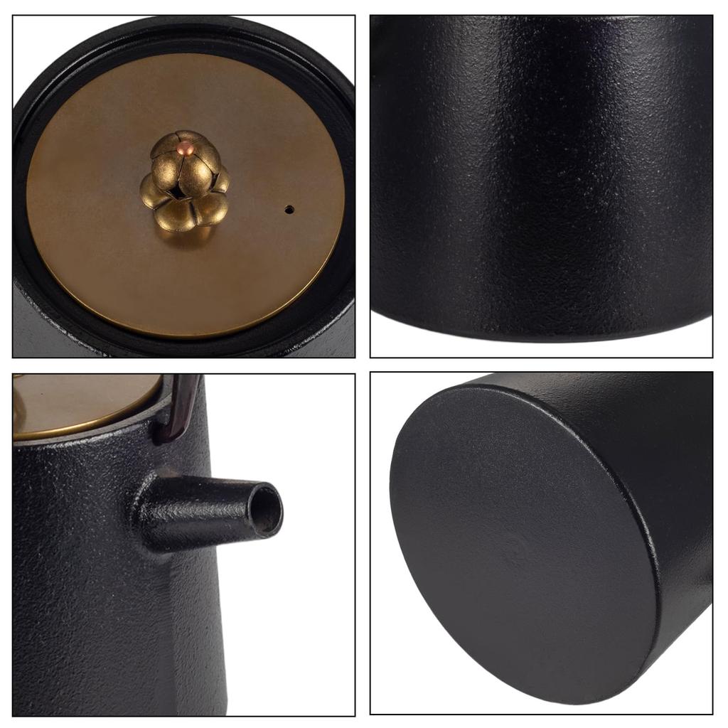 Cast Iron Teapot, 1200ml Capacity, Suitable for Direct Heat and Induction Cooktops, Unpolished, Iron Supplement, Traditional Craft, Cast Iron, Black,