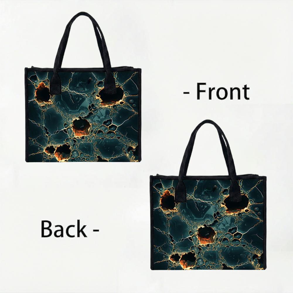 Marble Pattern Tote Bag Large Capacity Daily Shoulder Handbag for Work Travel Shopping