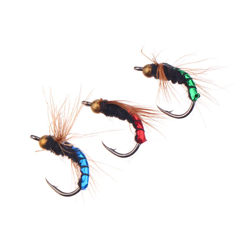 5/10Pcs Fly Fishing Lure Kit Artificial Insect Fishing Bait Fast Sinking Brass Bead Head Scud Fly Worm Trout Fishing Lure