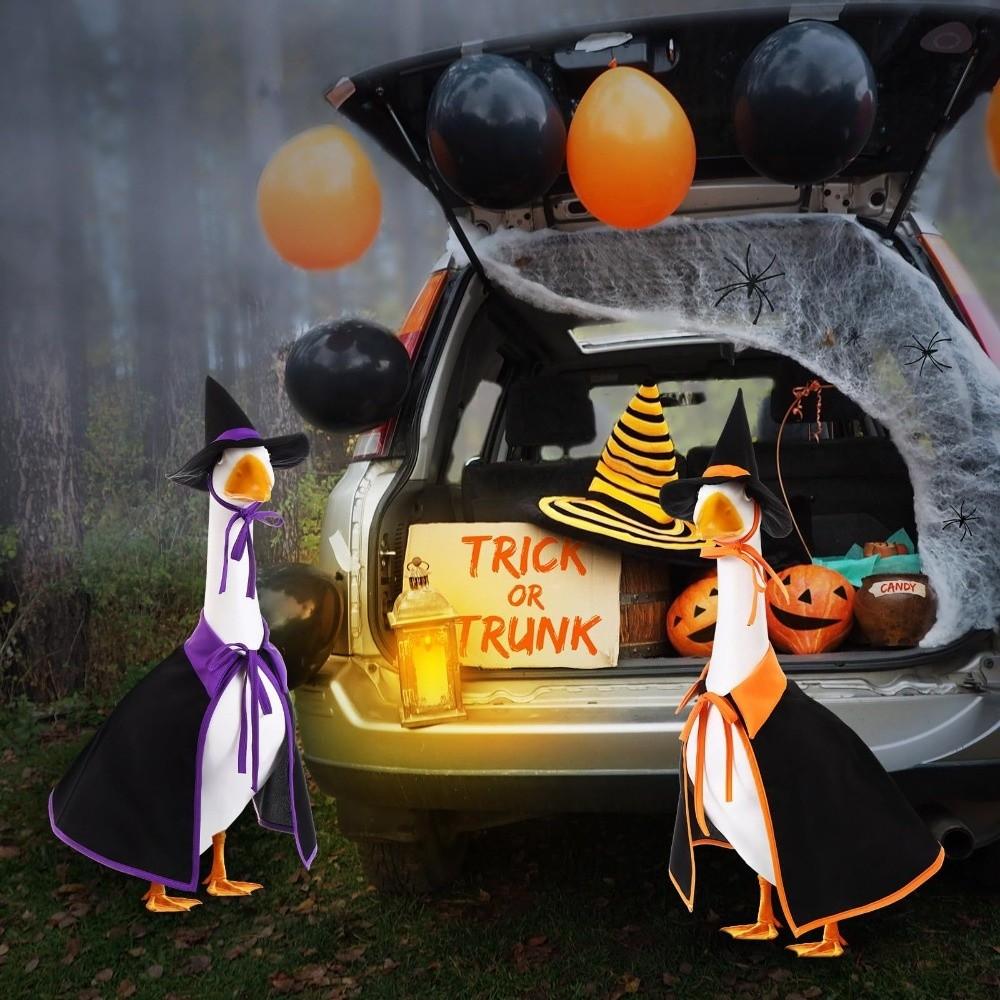 Funny Cloak Halloween Porch Goose Costume Witch Hat 23inch Lawn Goose Outfit Creative Pumpkin Garden Goose Costume Outdoor