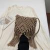 Seaside Beach Straw Bag Women's Vintage Woven Shoulder Bag Tassel Hollow Crossbody Bag